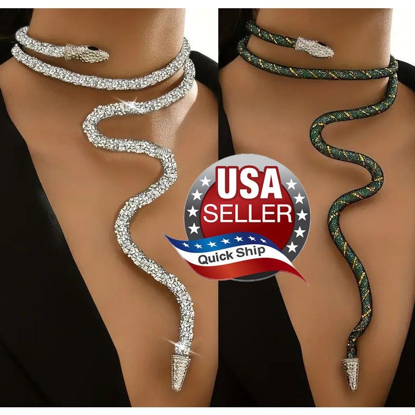 Other 2pc Set Silver & Green Metallic Snake Adjustable Necklaces Size ONE SIZE - 1 Thumbnail