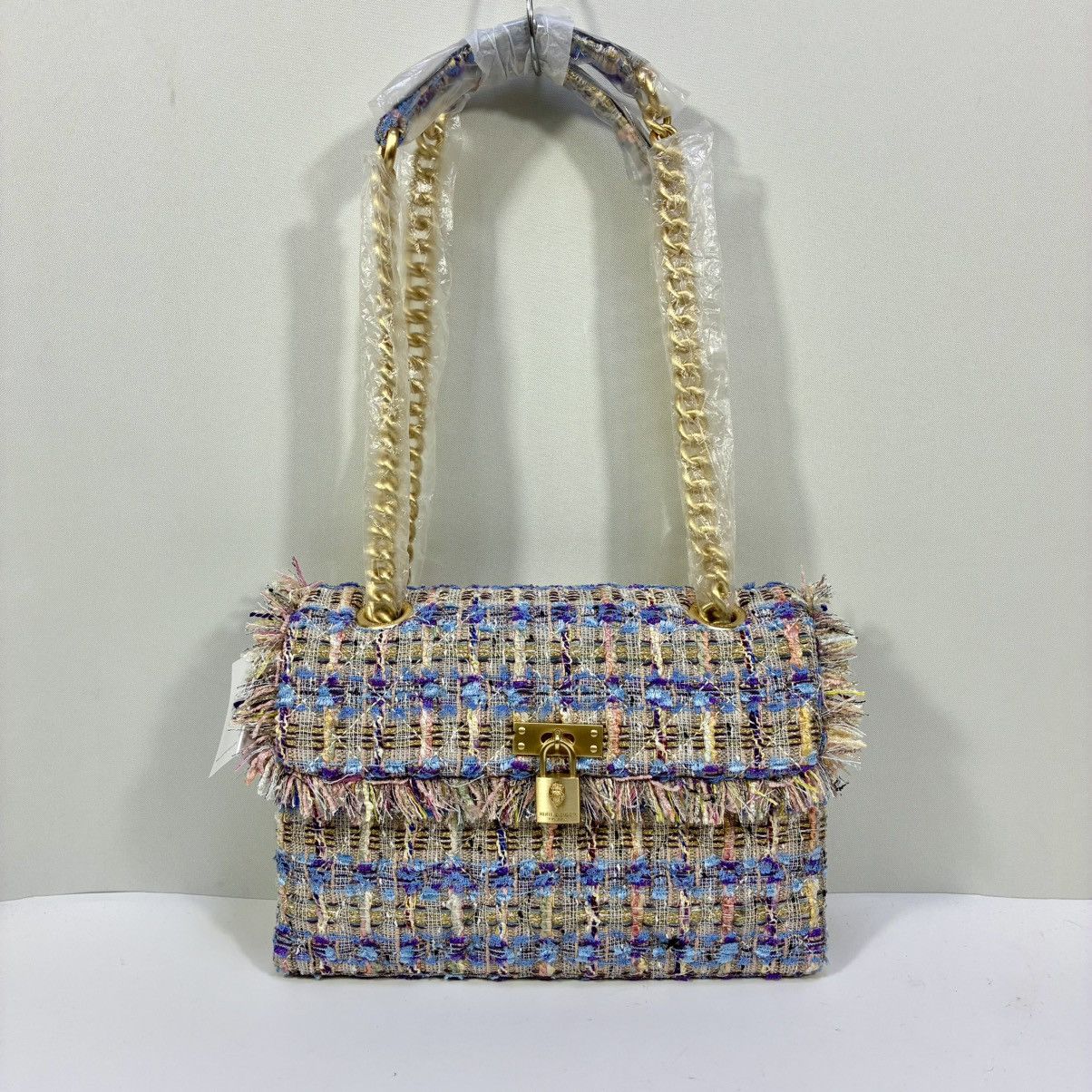 Kurt Geiger Kurt Geiger London Brixton Tweed Lock Bag Lilac NEW Shoulder Size ONE SIZE - 11 Thumbnail