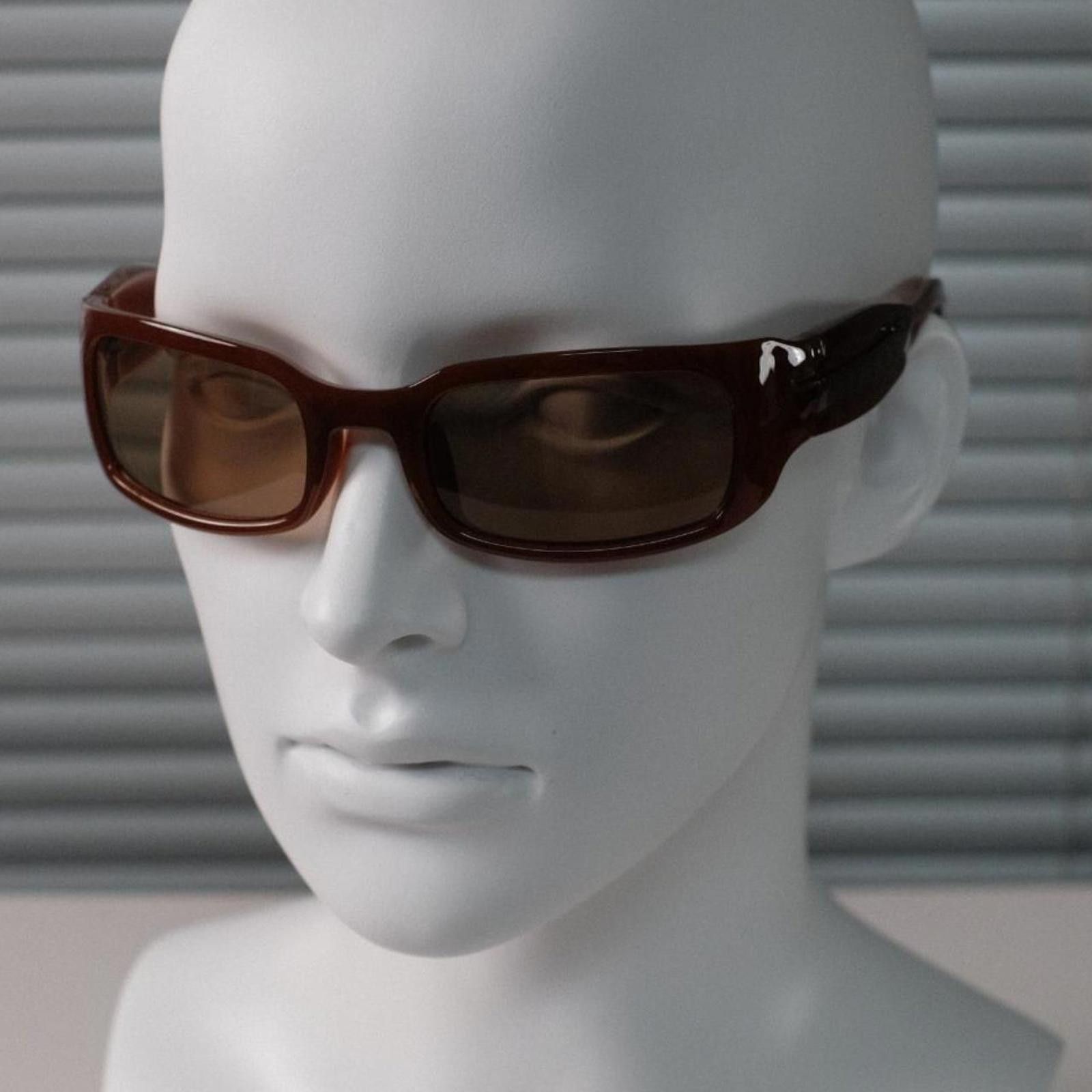 Japanese Brand Vtg Y2k Avant Garde Futuristic Caramel Rectangle Sunglasses Size ONE SIZE - 5 Thumbnail