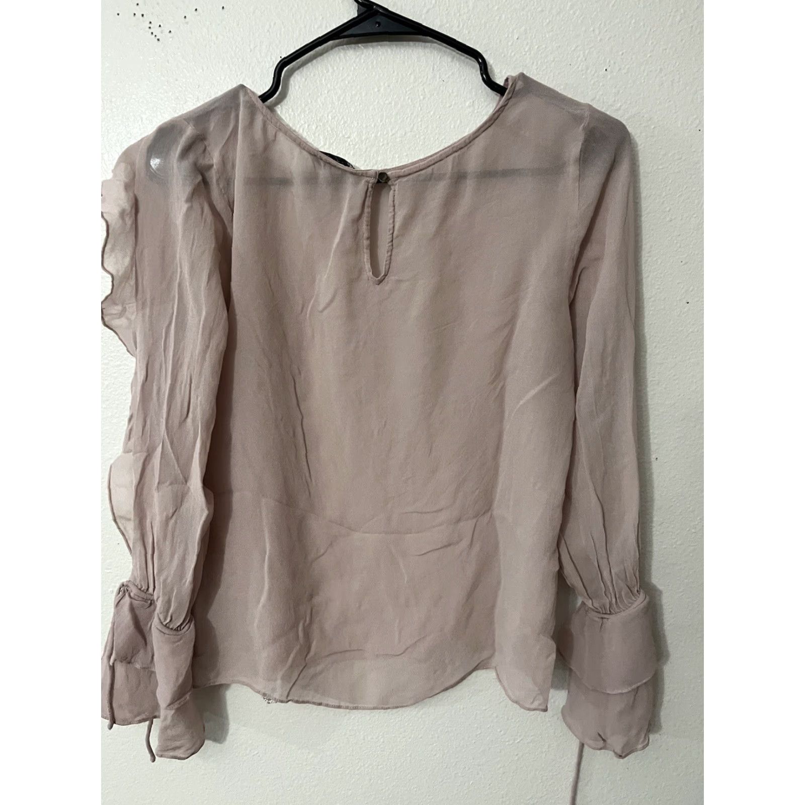 Lucky Brand Lucky Brand Sheer Pink Blouse Long Sleeve Round Neck Size Small Womens Size S / US 4 / IT 40 - 3 Thumbnail