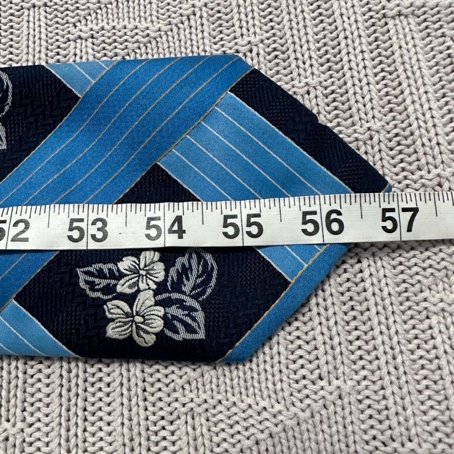 Oleg Cassini Vintage Oleg Cassini blue flower and stripe mens tie Size ONE SIZE - 4 Thumbnail