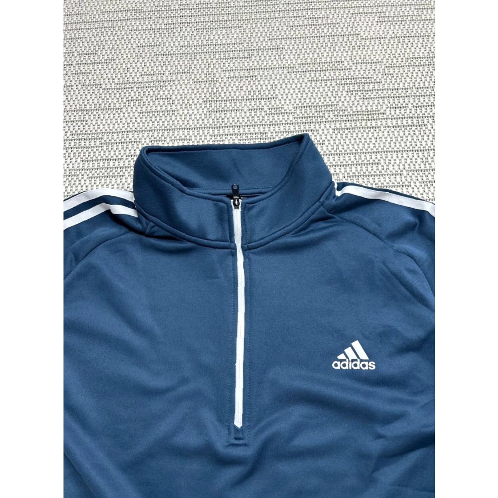 Adidas Adidas Golf Jacket Mens XL Blue Striped French Terry 1/4 Zip Running Athleisure Size US XL / EU 56 / 4 - 3 Thumbnail