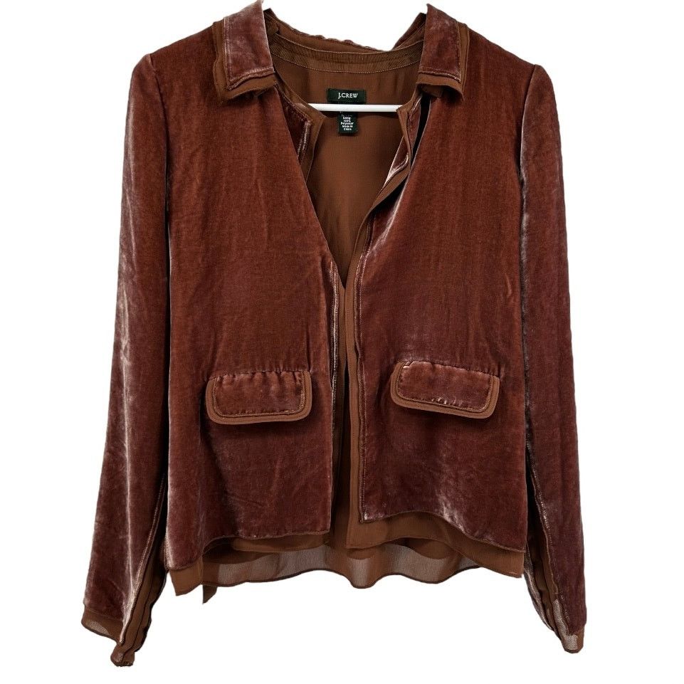 J.Crew J. Crew Velvet Layered Blazer Collared Pockets Button Silk 2 Size XS / US 0-2 / IT 36-38 - 1 Thumbnail