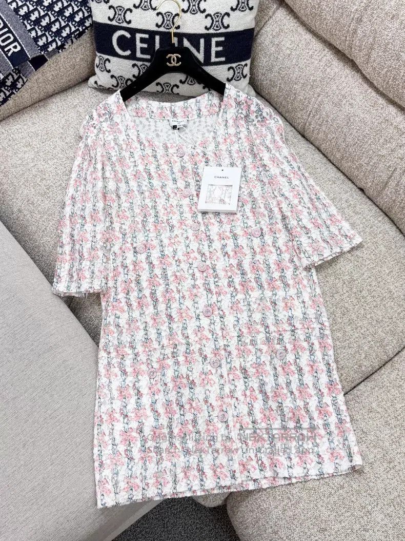 Chanel Chanel Floral lace mid-sleeve dress Size XXS / US 00 / IT 34 - 2 Thumbnail