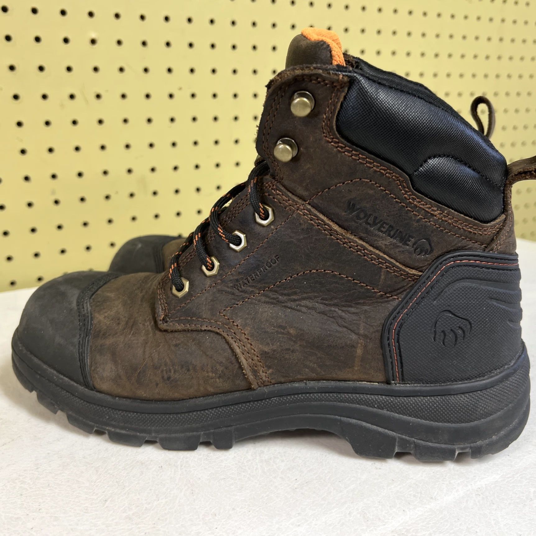 Vintage Wolverine Carlsbad Boot Mens Extra Wide Leather Work Boot 6'' WP Brown Lace Up Mens Size 10 US Size US 9 / EU 42 - 3 Thumbnail