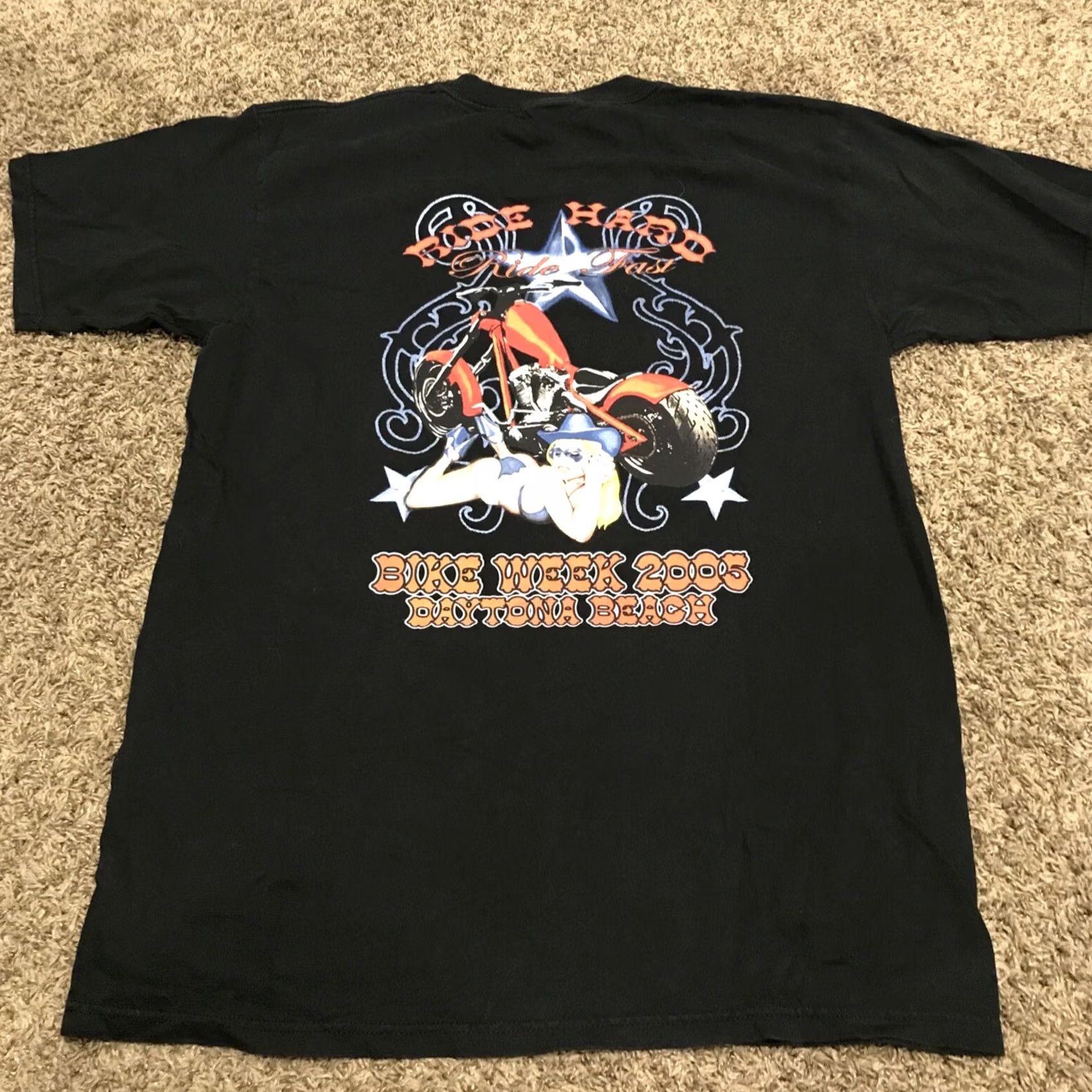 Vintage Daytona Beach Bike Week 2005 Shirt Men's L Black Ride Hard Ride Fast B4 Size US L / EU 52-54 / 3 - 4 Thumbnail