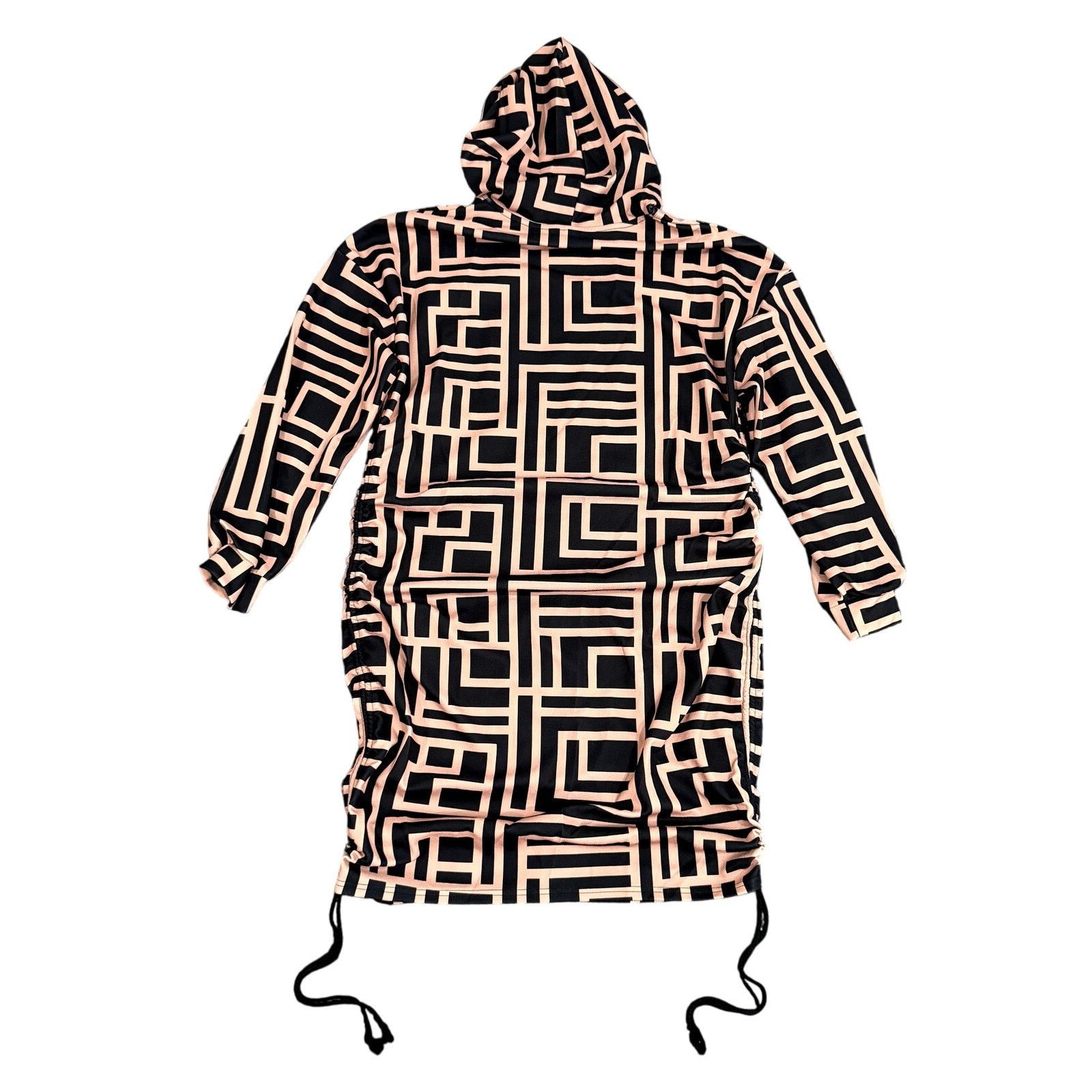 Shein Women's Plus Drawstring Abstract Mini Hoodie Dress Size XXL / US 16-18 / IT 52-54 - 2 Thumbnail