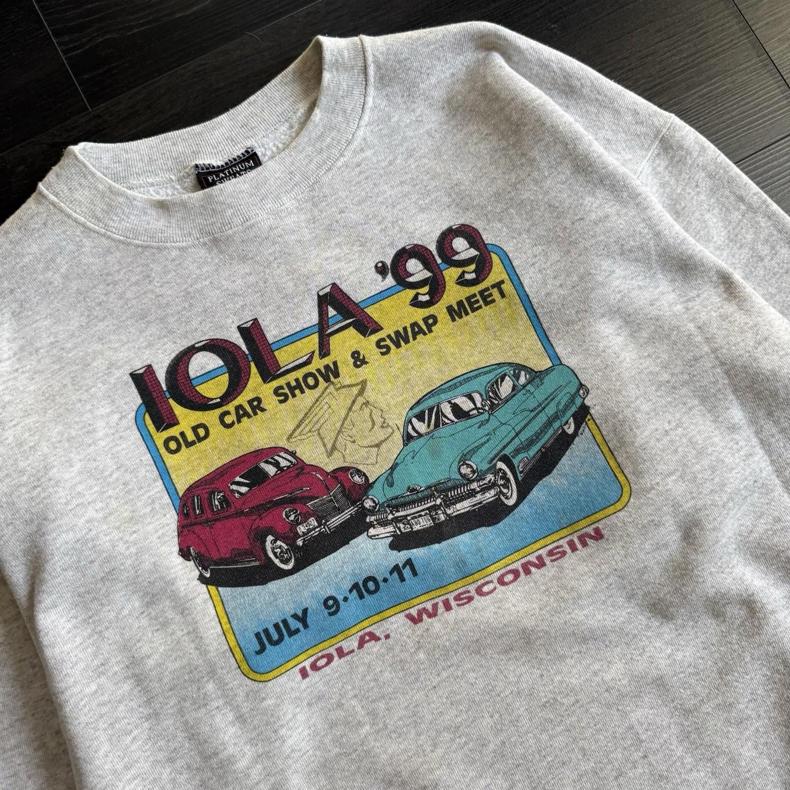 Fruit Of The Loom Vintage 1999 Iola Wisconsin Car Show Crewneck Sweater Medium Size US M / EU 48-50 / 2 - 2 Thumbnail