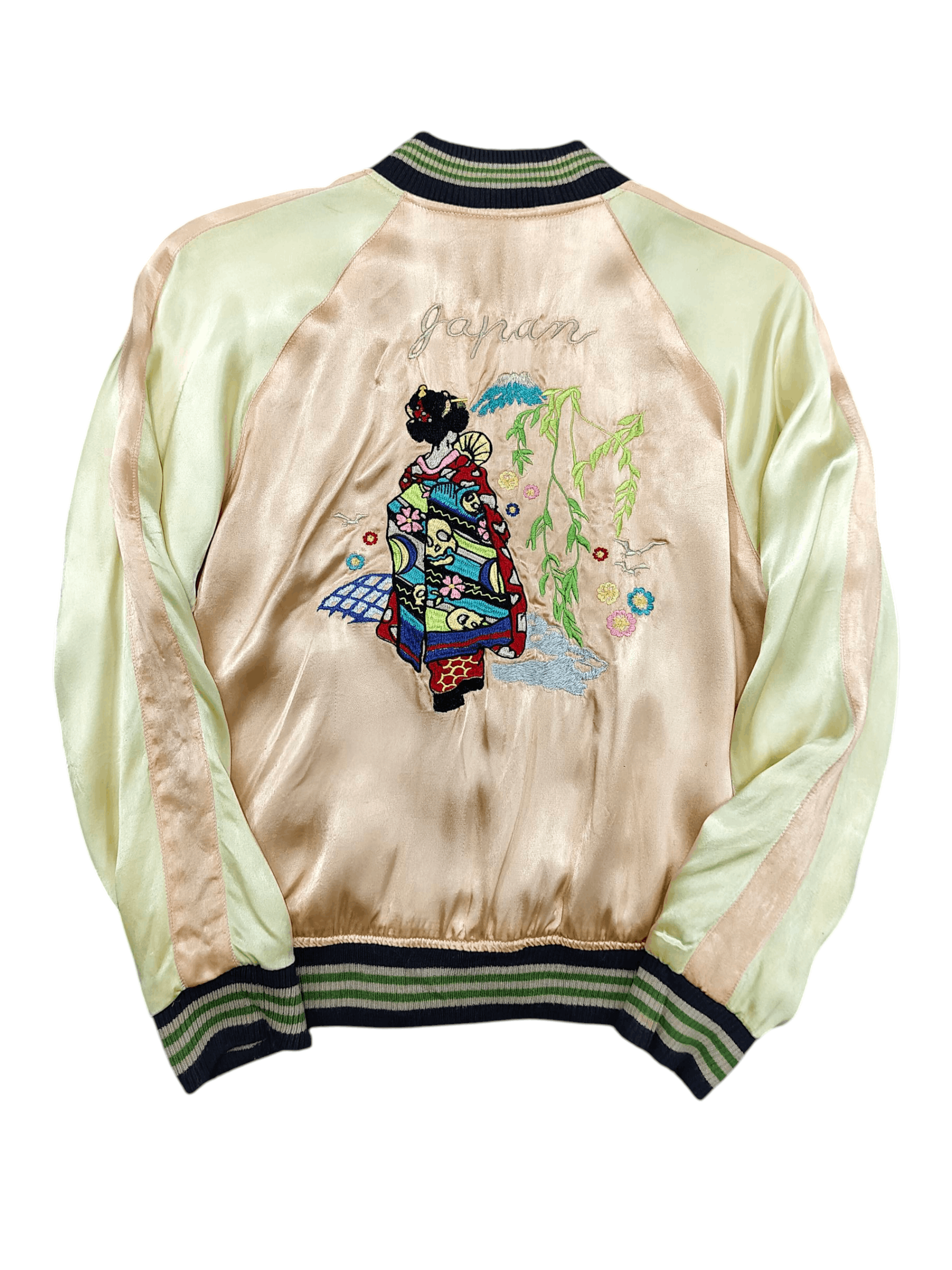Japanese Brand 🇯🇵 Vtg Geisha Embroidered Rayon Reversible Sukajan Size US S / EU 44-46 / 1 - 1 Thumbnail