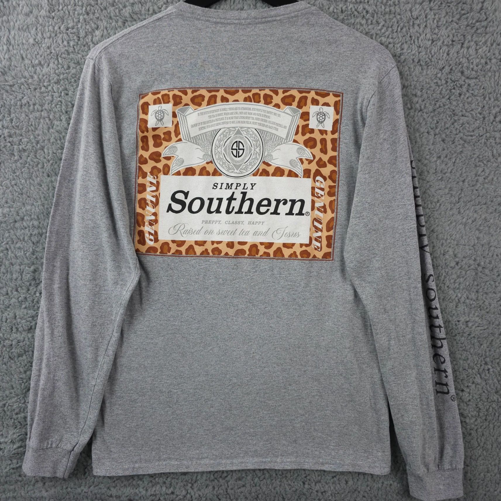 Vintage Simply Southern Shirt Women S Gray Long Sleeve Raised On Sweet Tea and Jesus Size S / US 4 / IT 40 - 2 Thumbnail