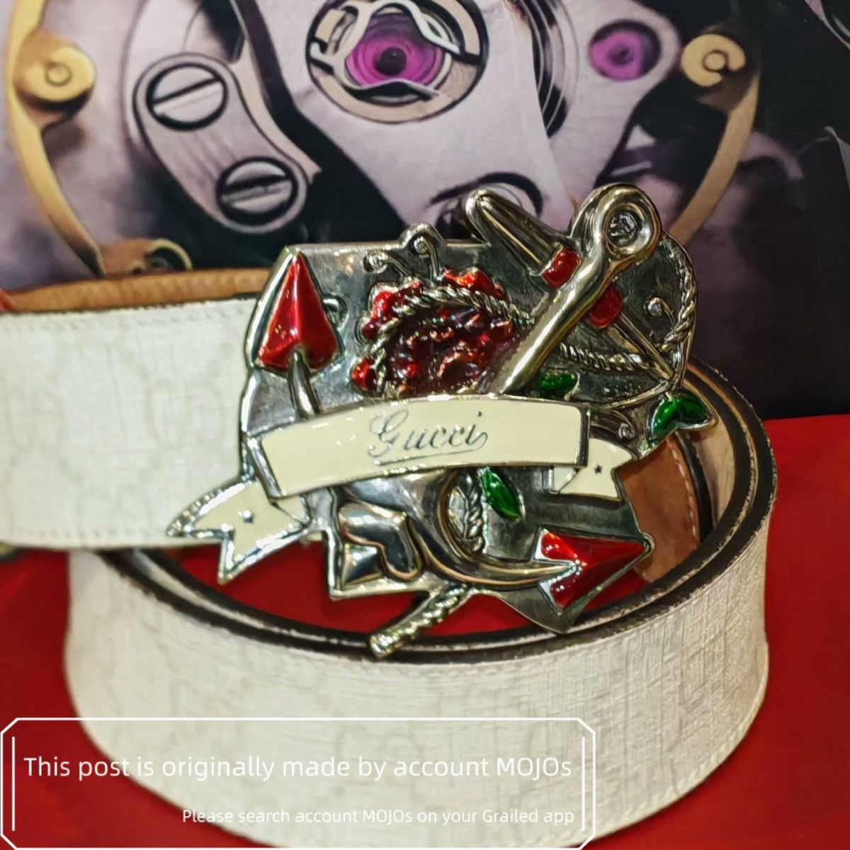 Gucci Sz 85 Gucci Vintage Anchor Logo Buckle Belt mojos5141 Size ONE SIZE - 2 Thumbnail