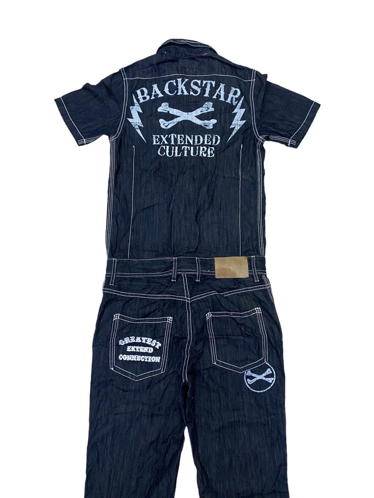 Japanese Brand 💥Vtg Japanese Brand Back Star Overalls Denim Size 34" / US 12 / IT 48 - 8 Thumbnail