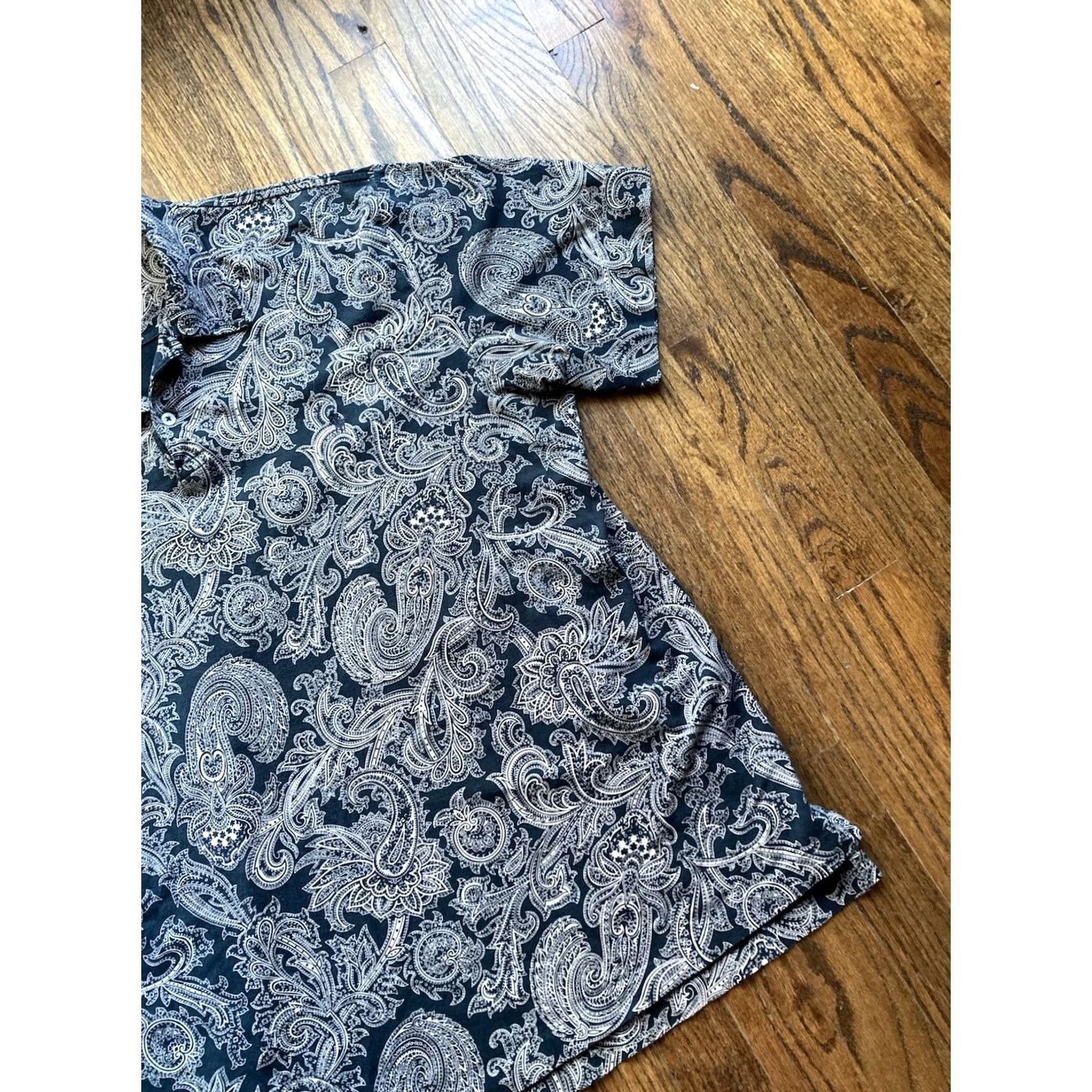 Polo Ralph Lauren VINTAGE Polo Ralph Lauren Shirt Mens L Paisley Navy Blue 90s Cotton Short Sleeve Size US L / EU 52-54 / 3 - 3 Thumbnail