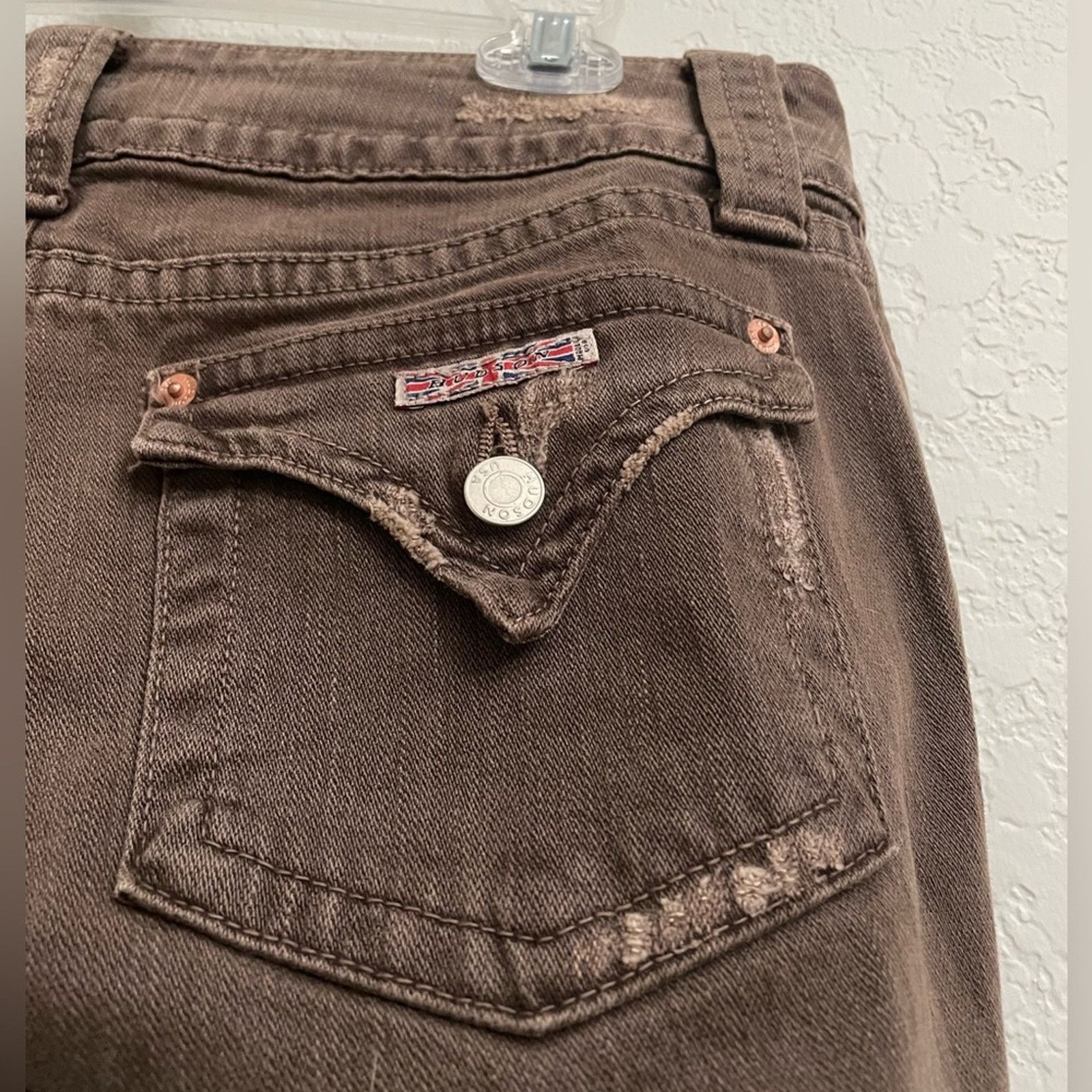 Hudson Hudson Jeans Brown Distressed Flared Jeans - size 31 Size 31" - 6 Thumbnail