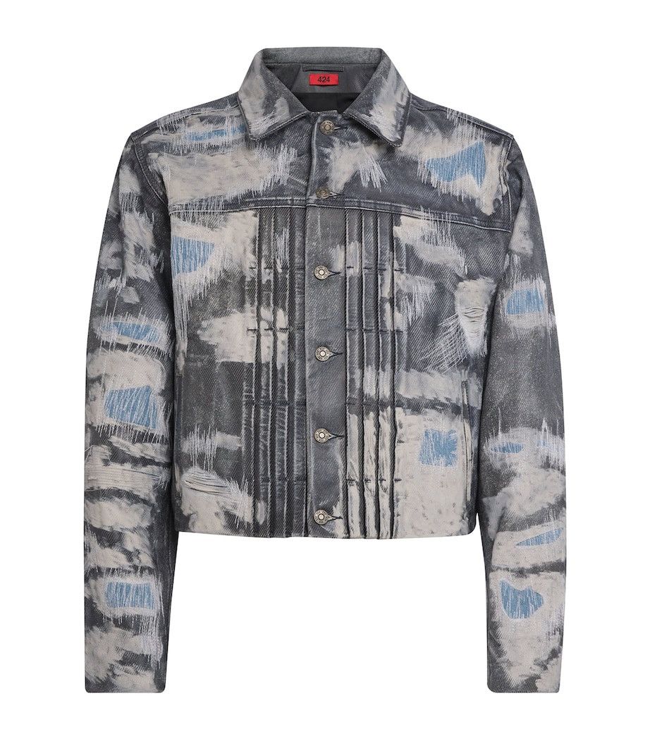 424 Trompe-l'oeil Denim-Effect Leather Trucker Jacket Blue Size US L / EU 52-54 / 3 - 4 Thumbnail