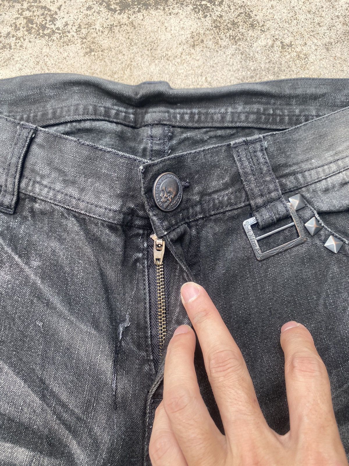 If Six Was Nine × Japanese Brand × Tornado Mart Flare Jeans Xfrm Clawmark Wax Studded Bootcut Size US 34 / EU 50 - 13 Thumbnail