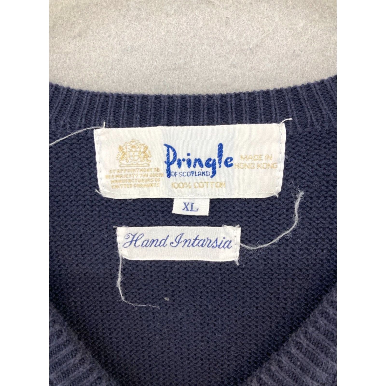 Pringle Of Scotland VINTAGE Pringle of Scotland Argyle Sweater XL Blue Classic V-Neck Long Sleeve 80s 90s Mens Size US XL / EU 56 / 4 - 6 Thumbnail