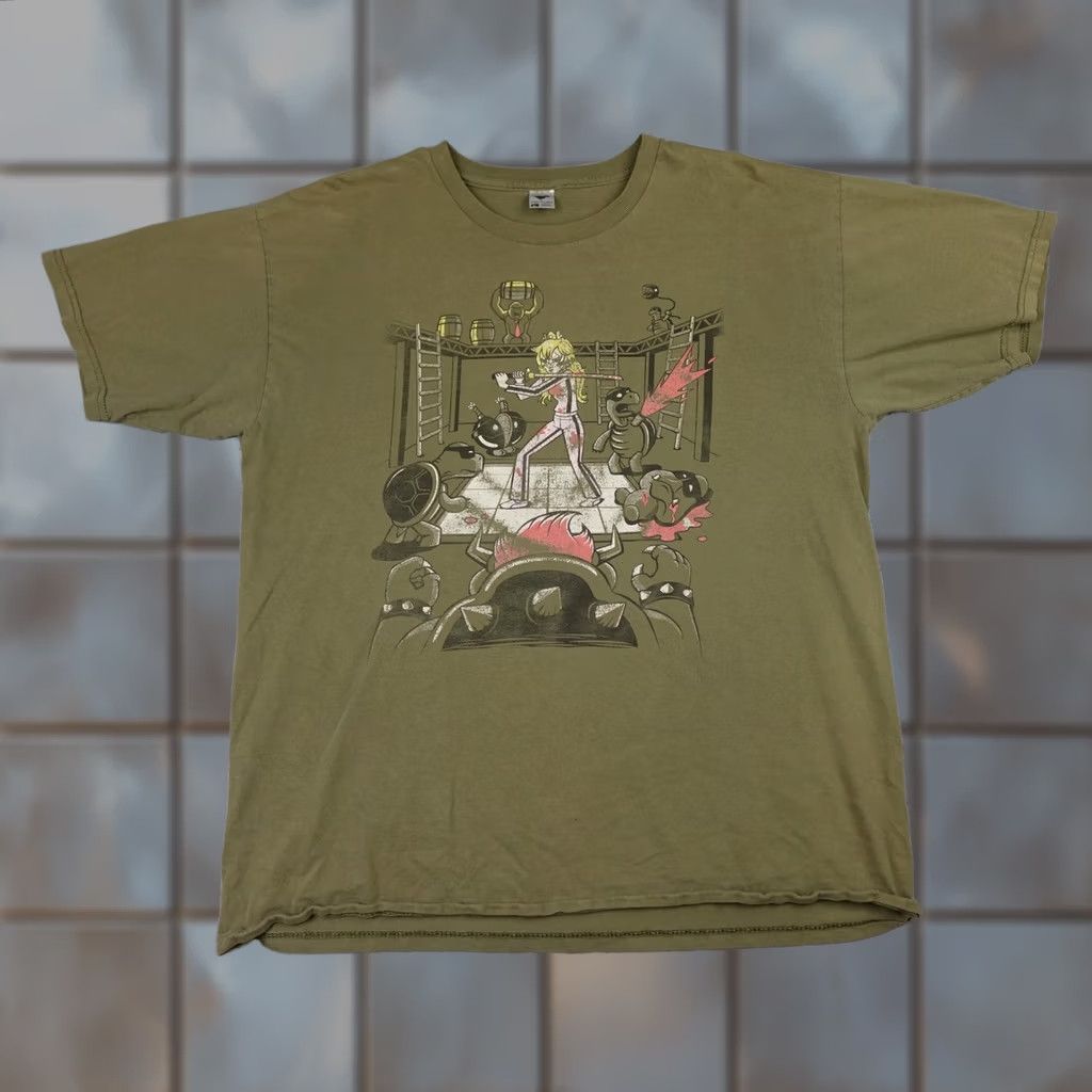 Olive TeeFury Kill Bill Princess Peach Shirt Mens Large Olive Green Mario Parody Tee Shirt Size US L / EU 52-54 / 3 - 1 Thumbnail