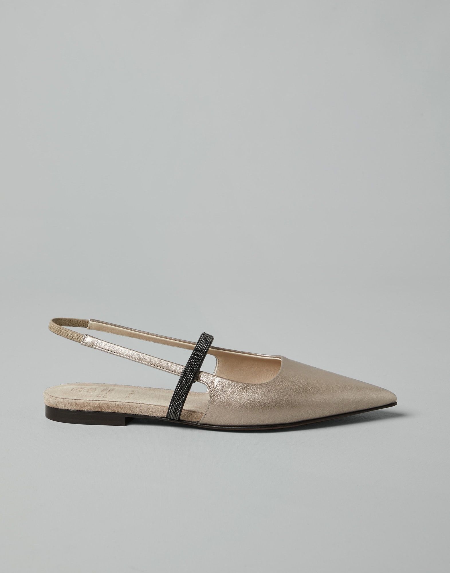 Brunello Cucinelli o1w1db10825 Pair Of Ballet Flats in Natural/Golden Size US 10 / IT 40 - 2 Thumbnail