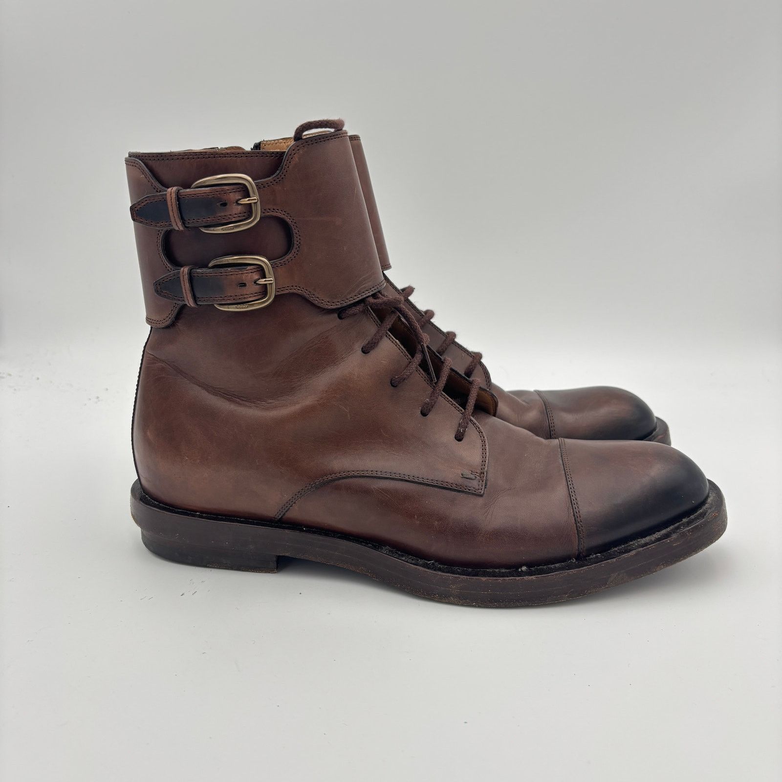 Gucci Gucci Officer Double Buckle Leather Military Boots Men's 11 Size US 11 / EU 44 - 3 Thumbnail