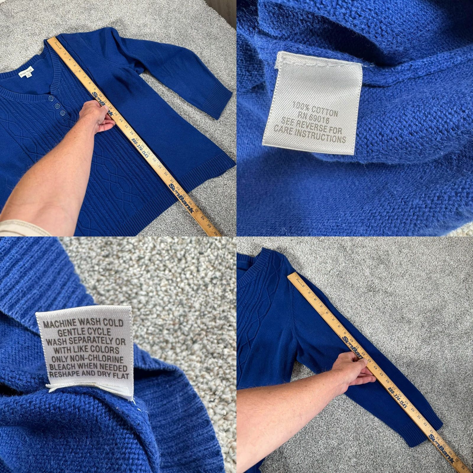 Vintage VINTAGE 90s Y2K Henley Sweater Womens 2X Plus Cable Knit Grandmacore Classic Blue 100% Cotton Knit Button Mens? Girls? Size XXL / US 16-18 / IT 52-54 - 8 Thumbnail