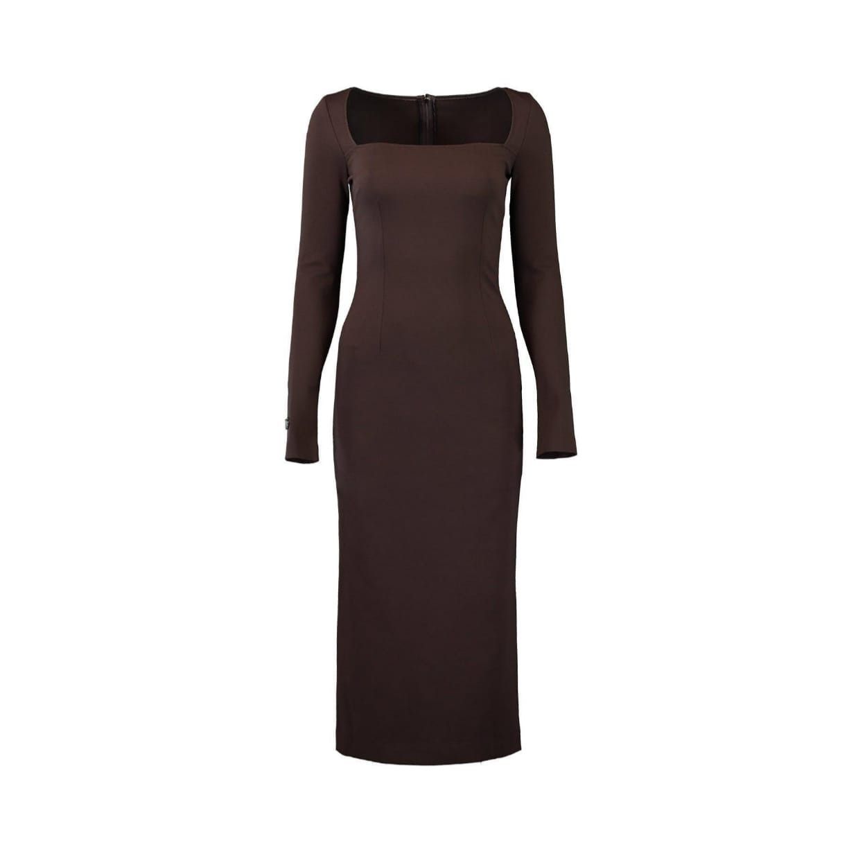 Dolce & Gabbana o1y0825 Midi Dress in Dark Brown Size S / US 4 / IT 40 - 1 Thumbnail