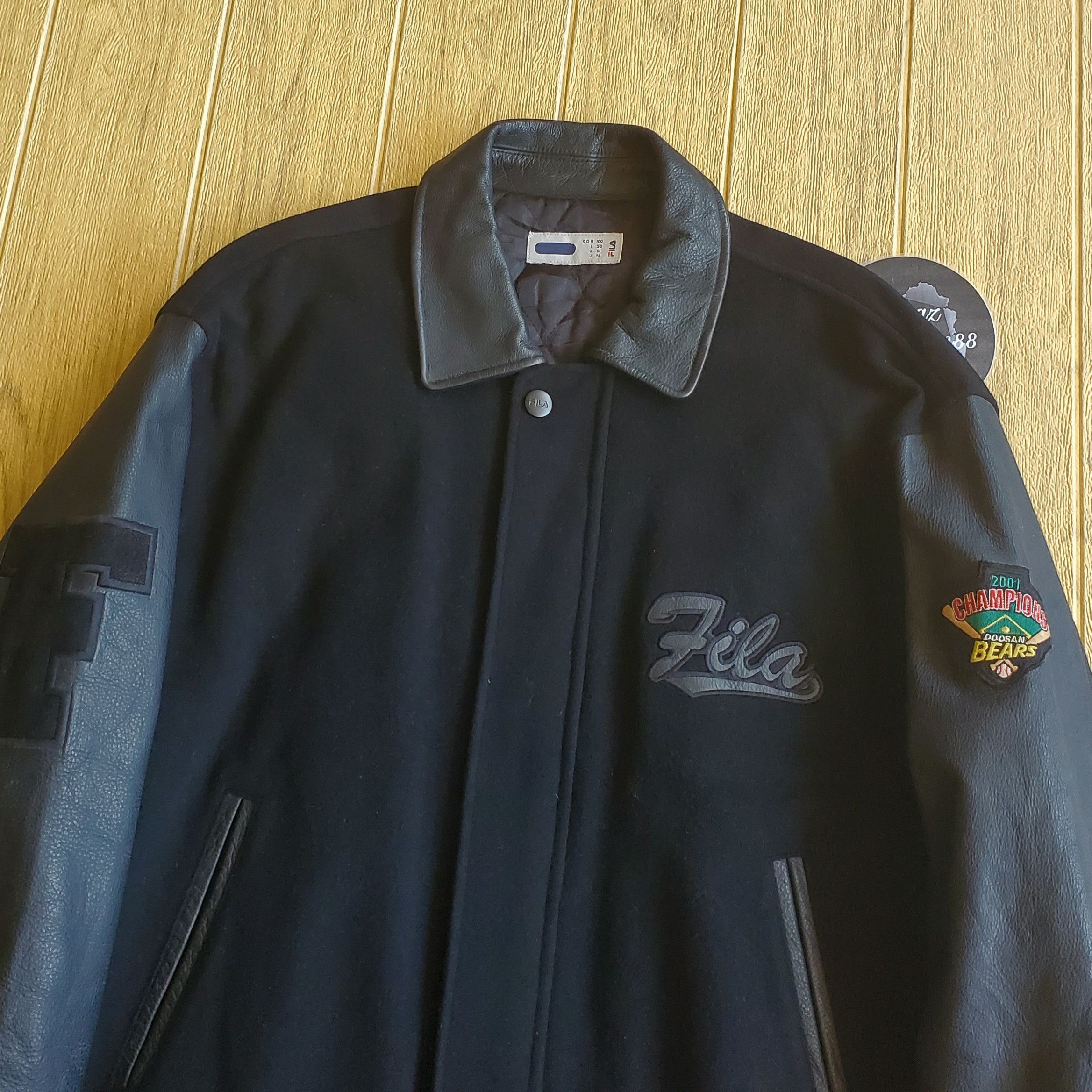 Fila Vintage 90s FILA Sleeve Leather Wool Varsity Jacket Size US M / EU 48-50 / 2 - 2 Thumbnail