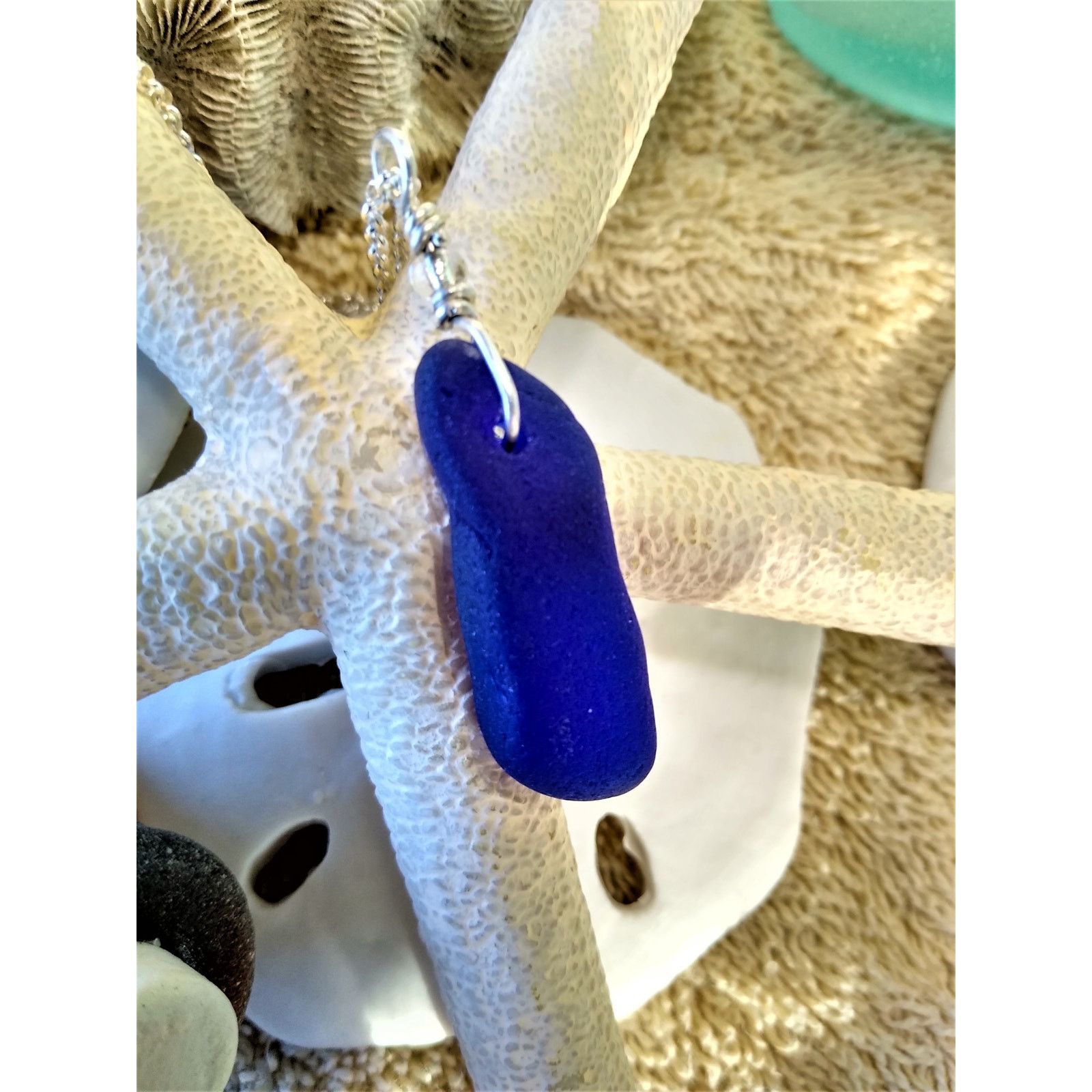 Other Seaglass Blue Necklace Handmade Sterling Sea Glass Beach Size ONE SIZE - 3 Thumbnail