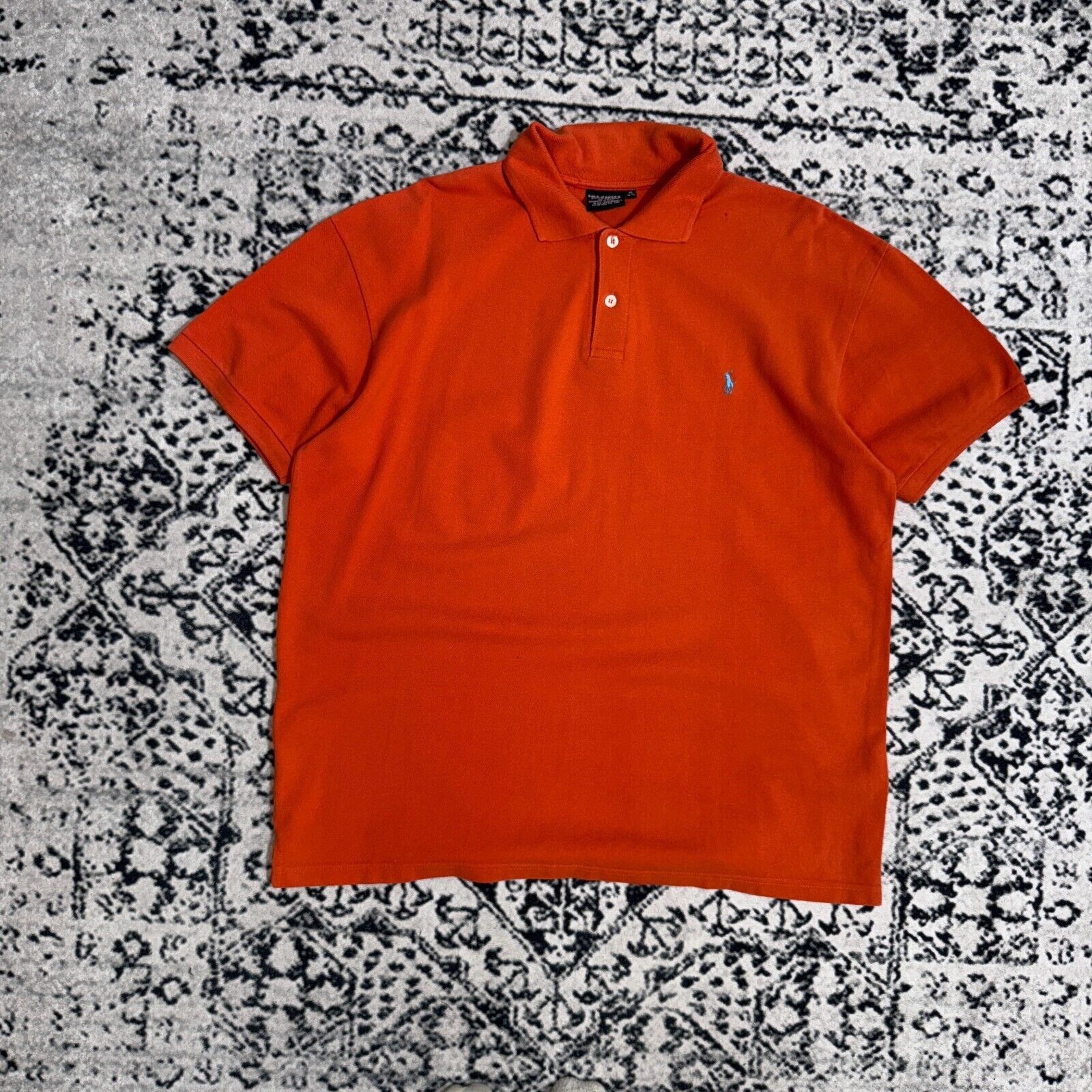 Ralph Lauren × Vintage Vintage Ralph Lauren Unisex Orange Cotton Polo Shirt Size XL Size US XL / EU 56 / 4 - 1 Thumbnail