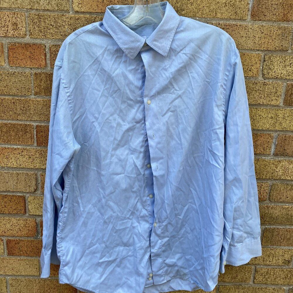 Armani Vintage Armani Button Up Dress Shirt Size 17 Large Blue Size US L / EU 52-54 / 3 - 1 Thumbnail