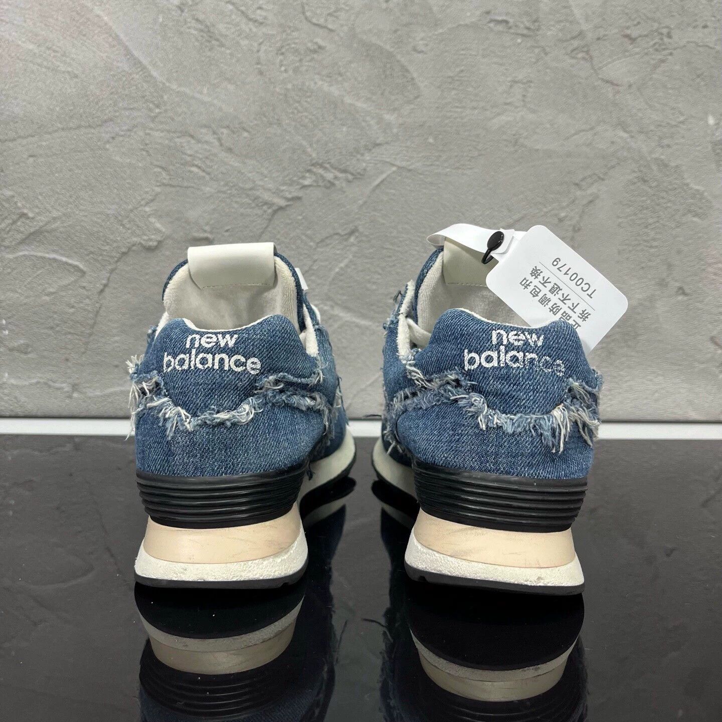 Miu Miu MIUMIU x NB574 distressed denim sneakers Size US 5 / EU 37 - 5 Thumbnail