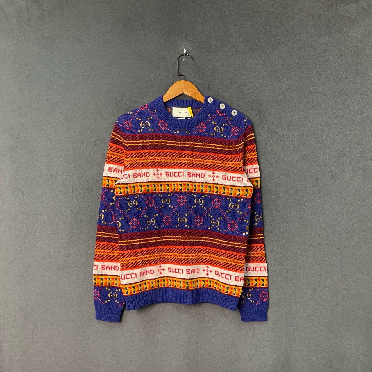 Gucci Blue stitched full-print sweater 2501-Nextarrow