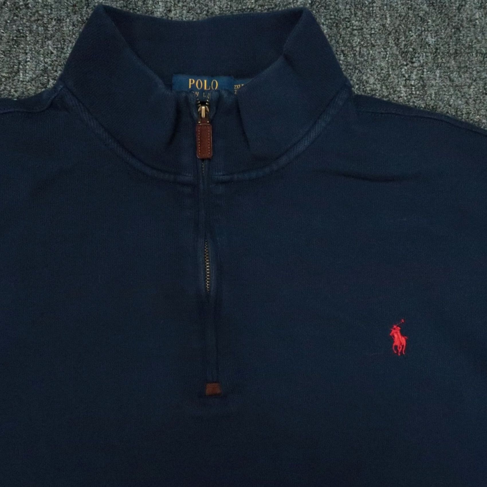 Polo Ralph Lauren VINTAGE Polo Ralph Lauren Sweater Mens 2XL Blue 1/4 Zip Pullover Mock Neck Jumper Knit Satin? Size US XXL / EU 58 / 5 - 2 Thumbnail