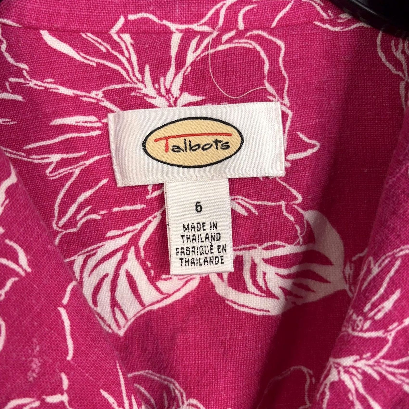 Talbots Talbots Dress Womens 6 Pink Floral Linen Resort Vacation Hawaiian Tropical Shirt Dress Casual Travel Size M / US 6-8 / IT 42-44 - 4 Thumbnail