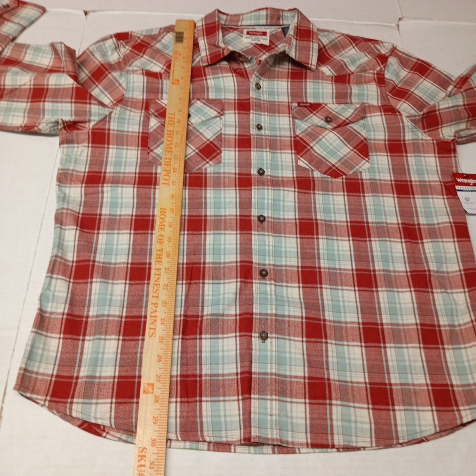 Wrangler Wrangler Cowboy Wash Shirt Men's Size XL Red Sky Blue Plaid Size US XL / EU 56 / 4 - 6 Thumbnail