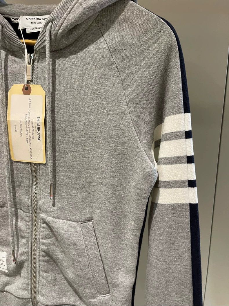 Thom Browne Thom browne Gray Tibetan blue double-color four-striped zip Size US XXS / EU 40 - 3 Thumbnail