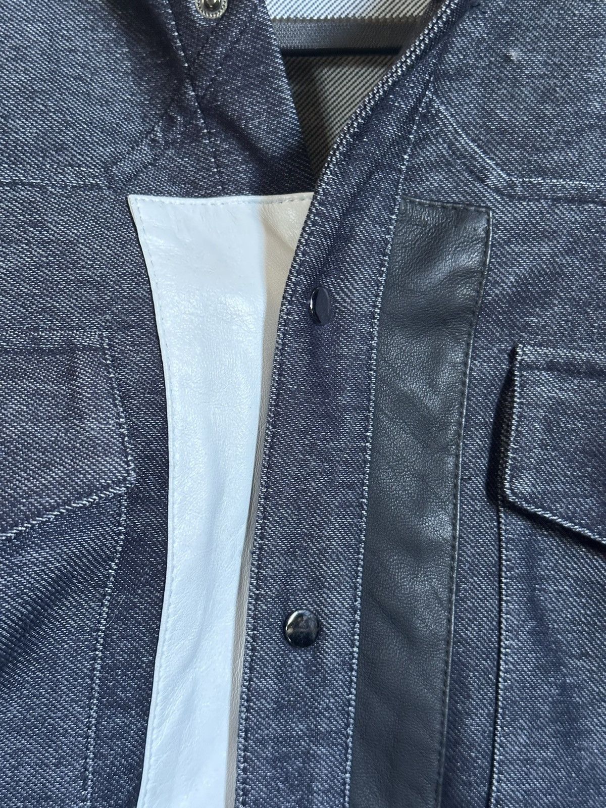 Pyer Moss RARE early denim snap button leather patch shirt jacket Size US M / EU 48-50 / 2 - 3 Thumbnail