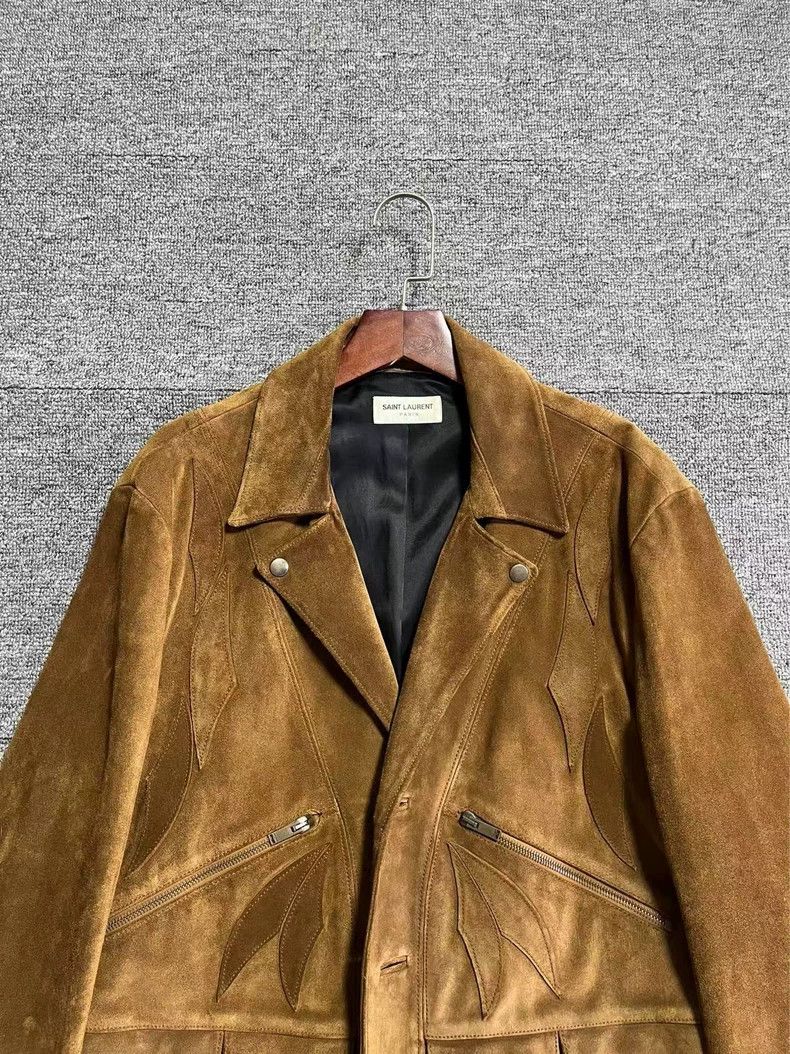 Saint Laurent Paris Saint Laurent Paris 20ss Blue Cow Carved Biker Jacket 2505- Size US L / EU 52-54 / 3 - 3 Thumbnail