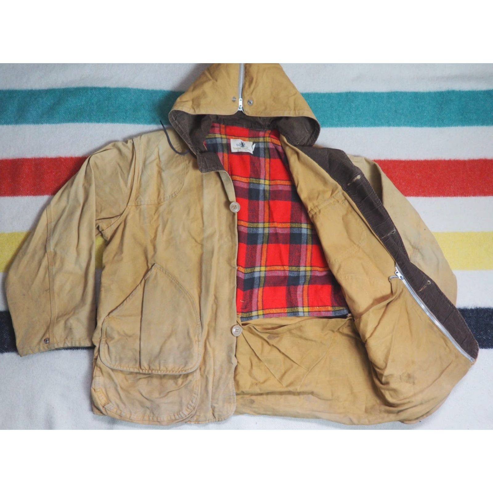 Vintage VTG 60s Black Sheep Tan Canvas Plaid L Field Jacket Outdoor Coat Mens Beige Canvas L Size US L / EU 52-54 / 3 - 2 Thumbnail