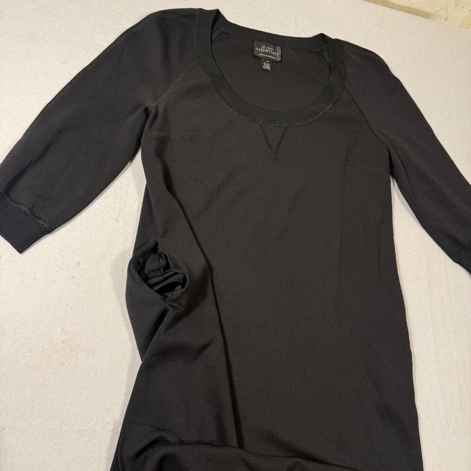 St. John St. John Essentials Size 10 Black Knit Dress 3/4 Sleeve Size L / US 10 / IT 46 - 6 Thumbnail