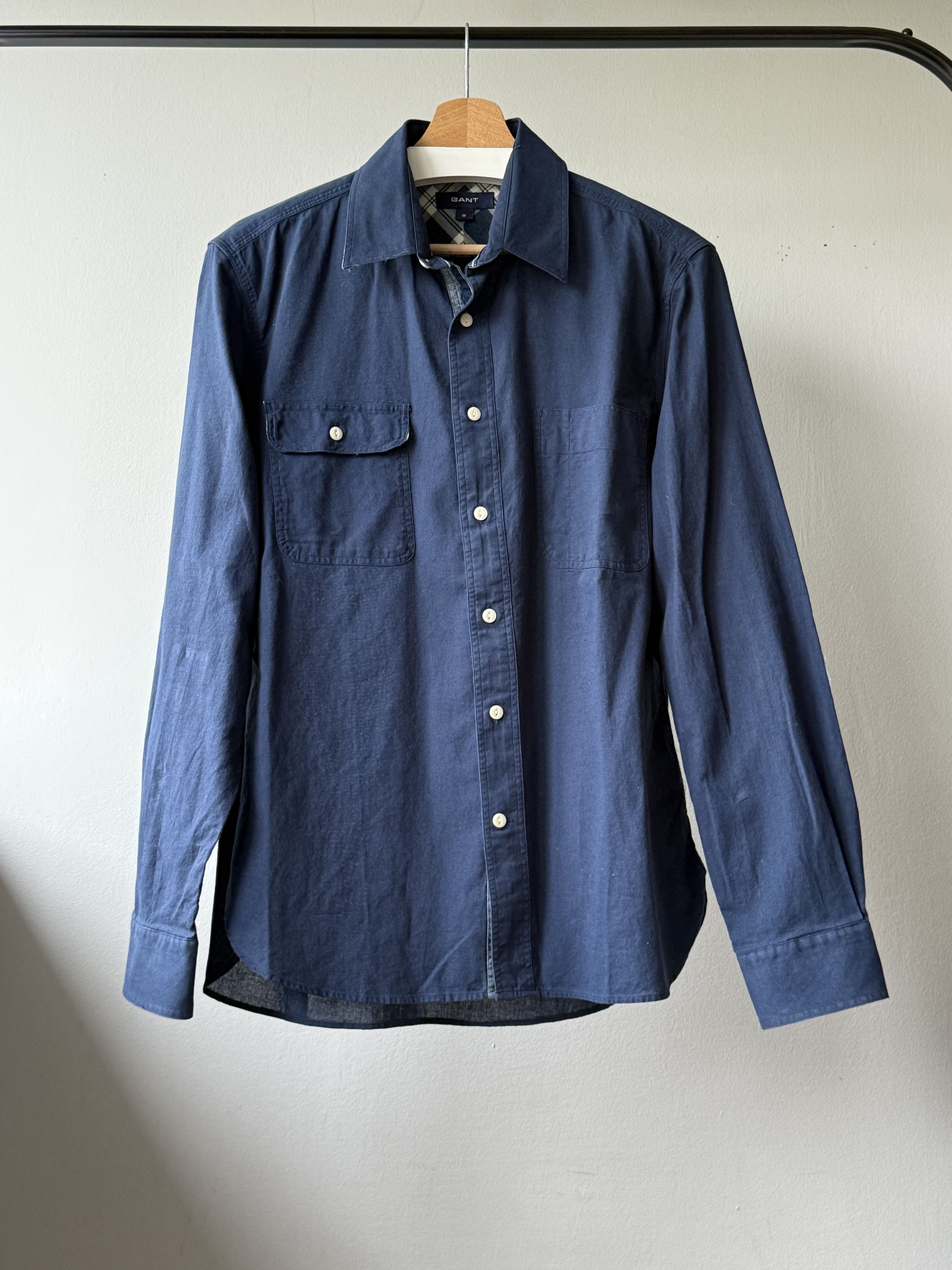 Gant Gant Patchwork Casual Fit Navy Blue Twill Long Sleeve Shirt Size US M / EU 48-50 / 2 - 1 Thumbnail
