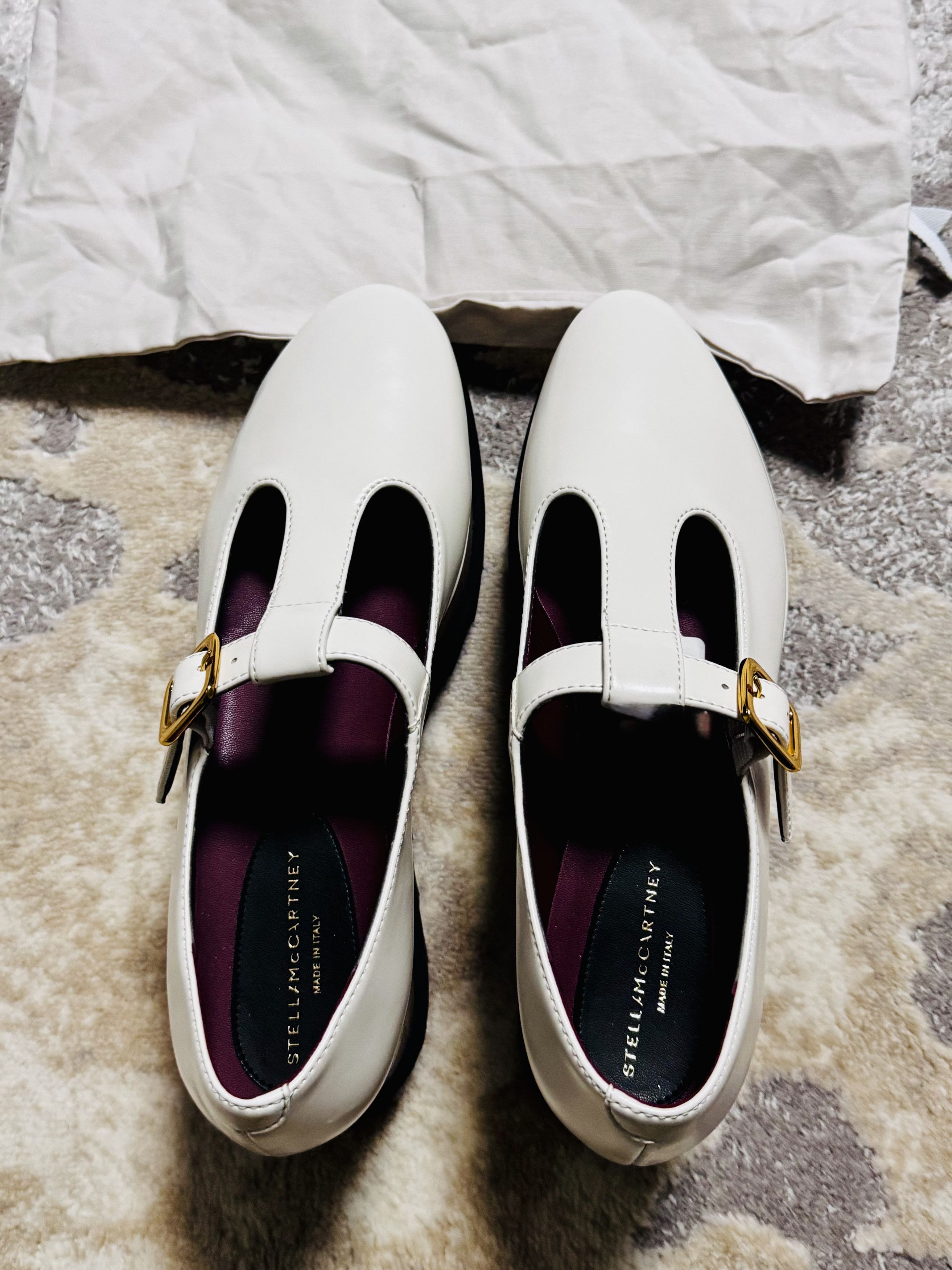 Stella McCartney Stella McCartney White Mary Jane Flats with Gold Buckles Size US 9 / IT 39 - 5 Thumbnail