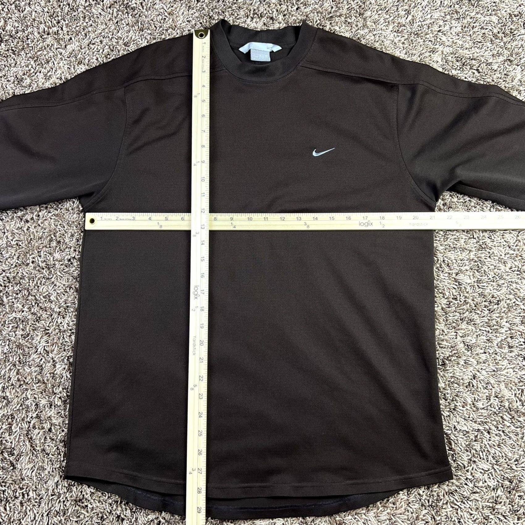 Nike VINTAGE Nike T-Shirt Long Sleeve Mens Large Embroidered Swoosh Brown Size US L / EU 52-54 / 3 - 6 Thumbnail