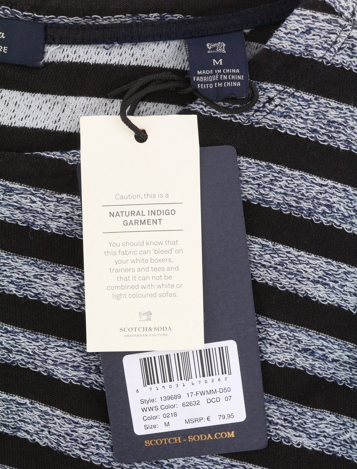 Scotch & Soda M Black Striped Crew Neck Sweatshirt 89104 Size US M / EU 48-50 / 2 - 7 Thumbnail