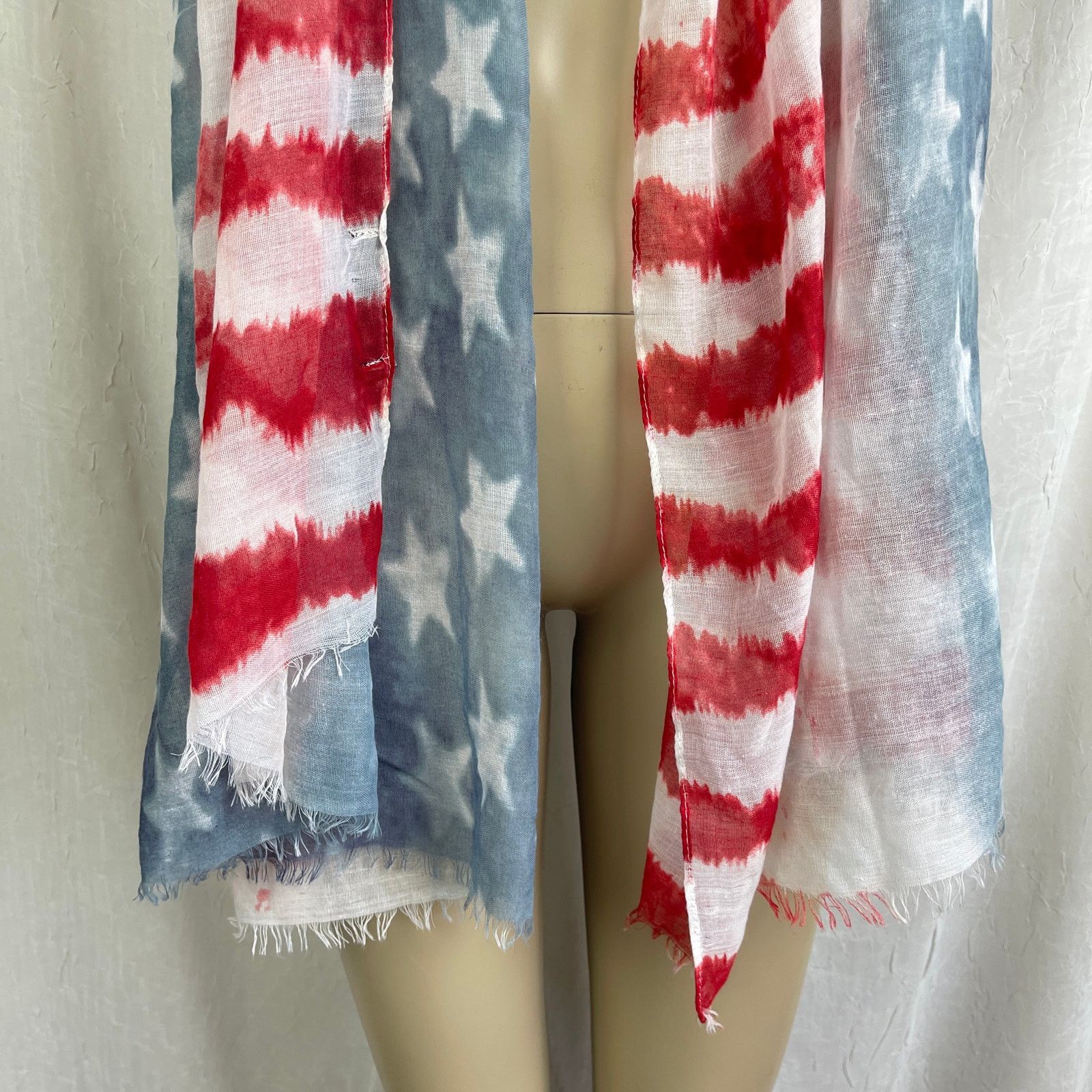 Other American Flag Sheer Scarf Raw Edge USA 4th of July Patriotic Size ONE SIZE - 6 Thumbnail