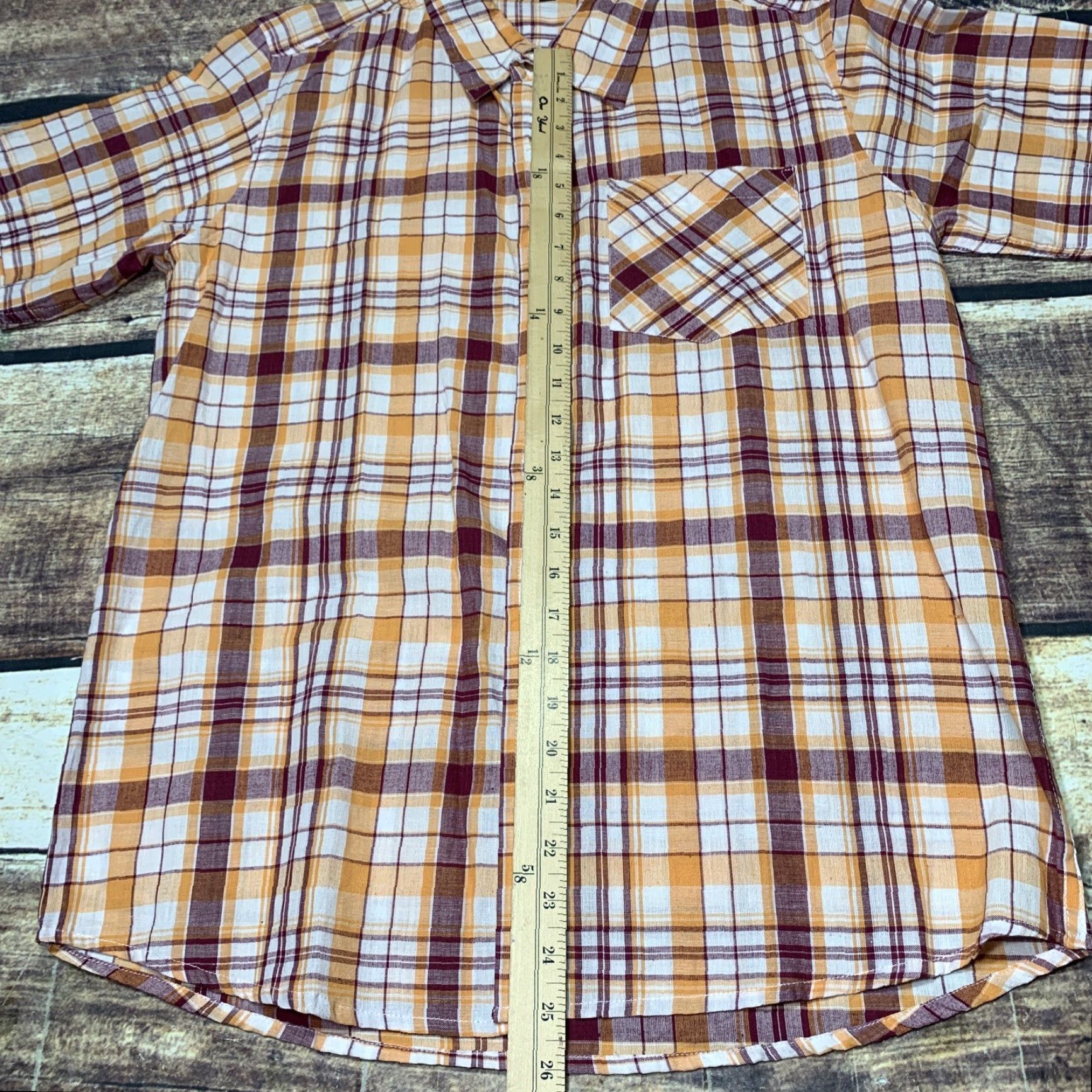 Vintage American Ranger Mens Western Short Sleeve Shirt Button Up Orange Plaid Size US M / EU 48-50 / 2 - 3 Thumbnail