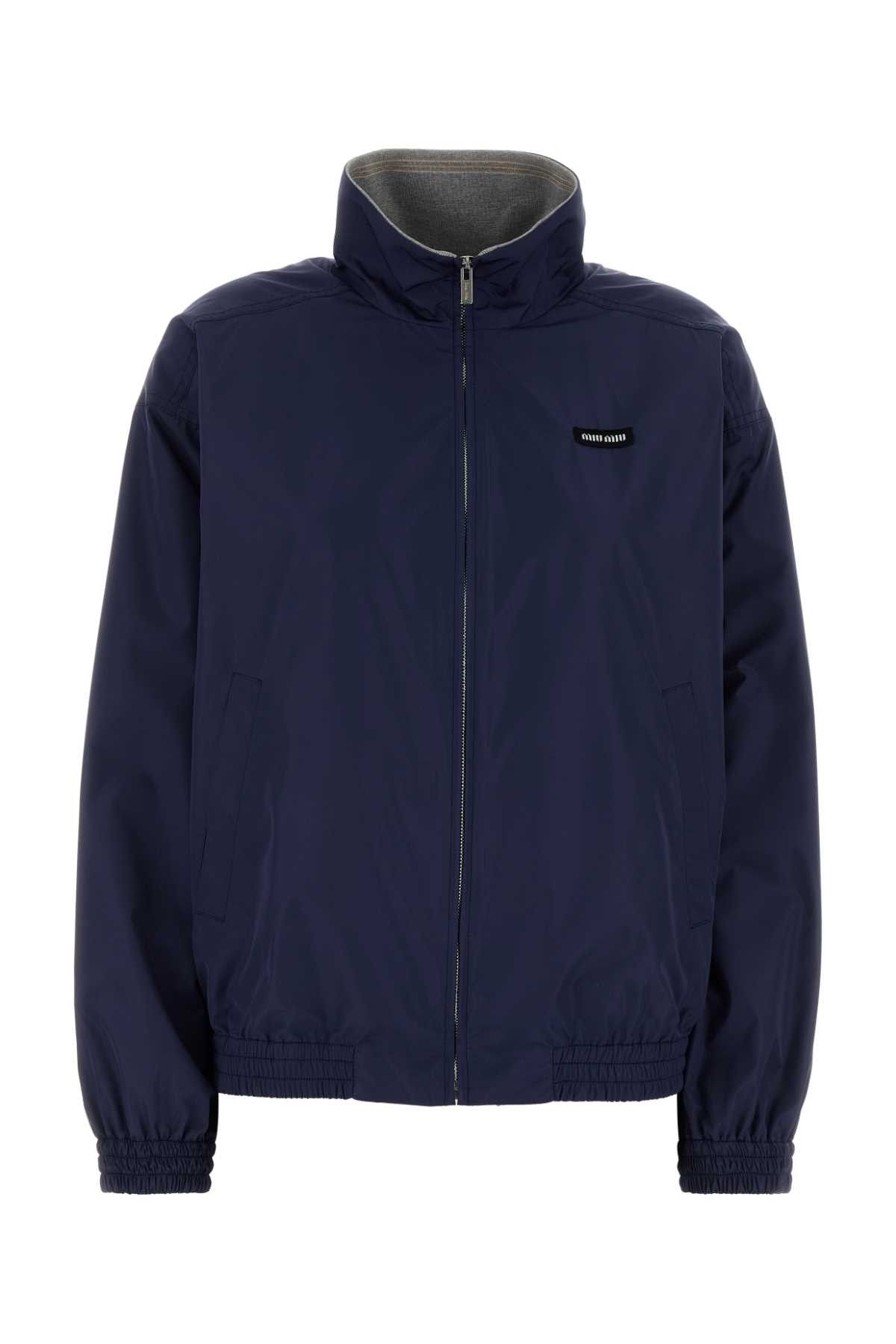 Miu Miu Blue Polyester Windbreaker Size XL / US 12-14 / IT 48-50 - 1 Thumbnail
