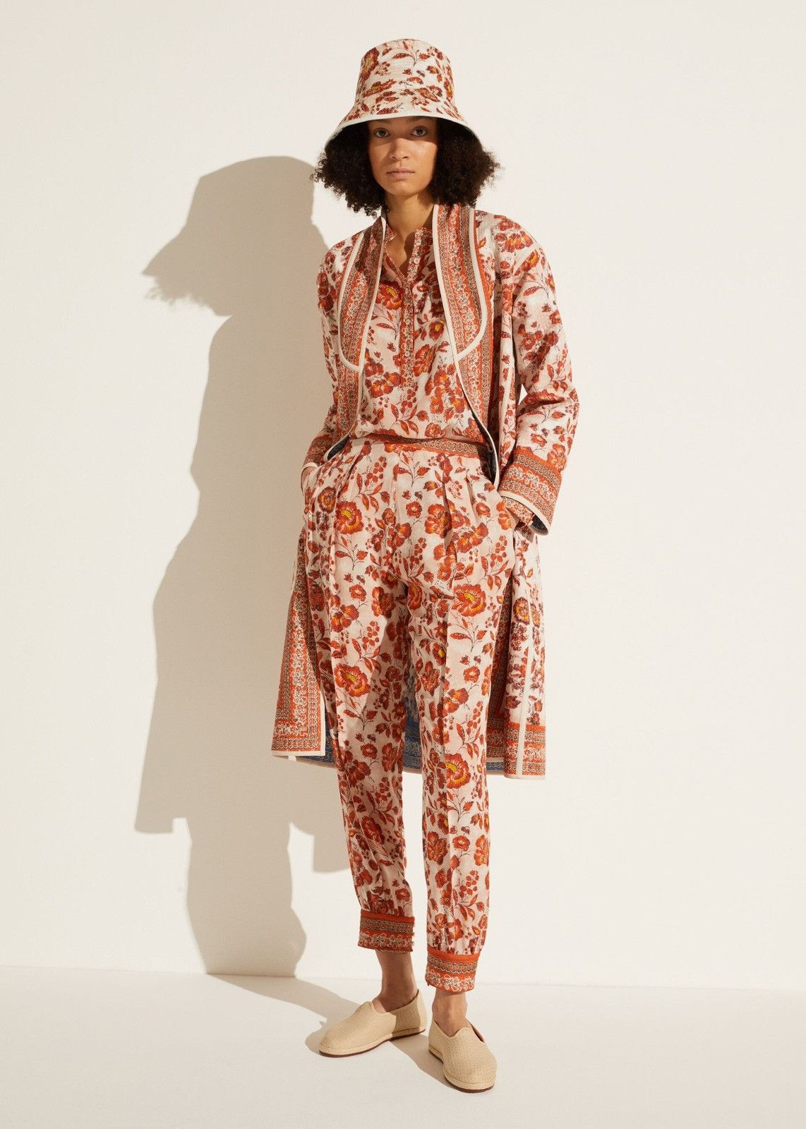 Loro Piana o1srvl11e1224 Satin Olga Shirt in Orange & White Size M / US 6-8 / IT 42-44 - 3 Thumbnail
