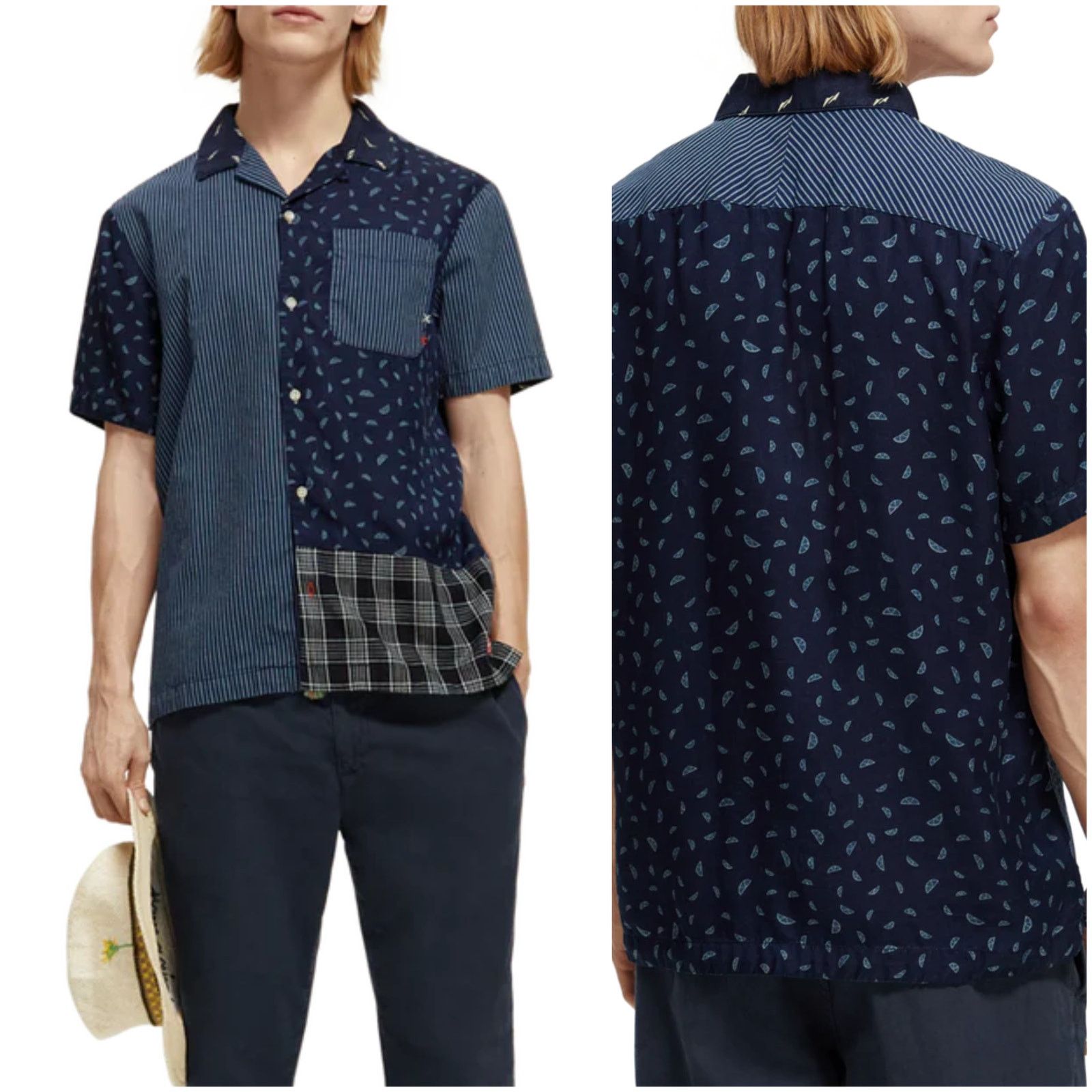 Scotch & Soda Scotch & Soda Patchwork Camp Short Sleeve Shirt indigo M Size US M / EU 48-50 / 2 - 1 Thumbnail