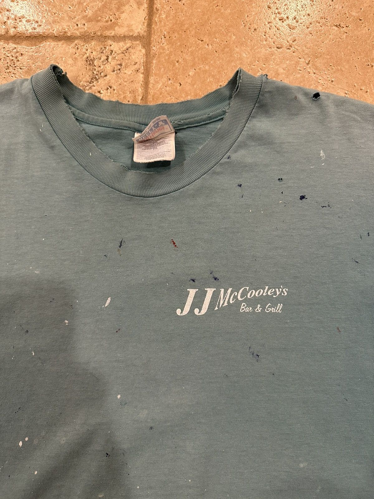 StraightFaded Vintage Hanes Security Chill Out Green Sun Faded Painted Tee Size US XXL / EU 58 / 5 - 6 Thumbnail